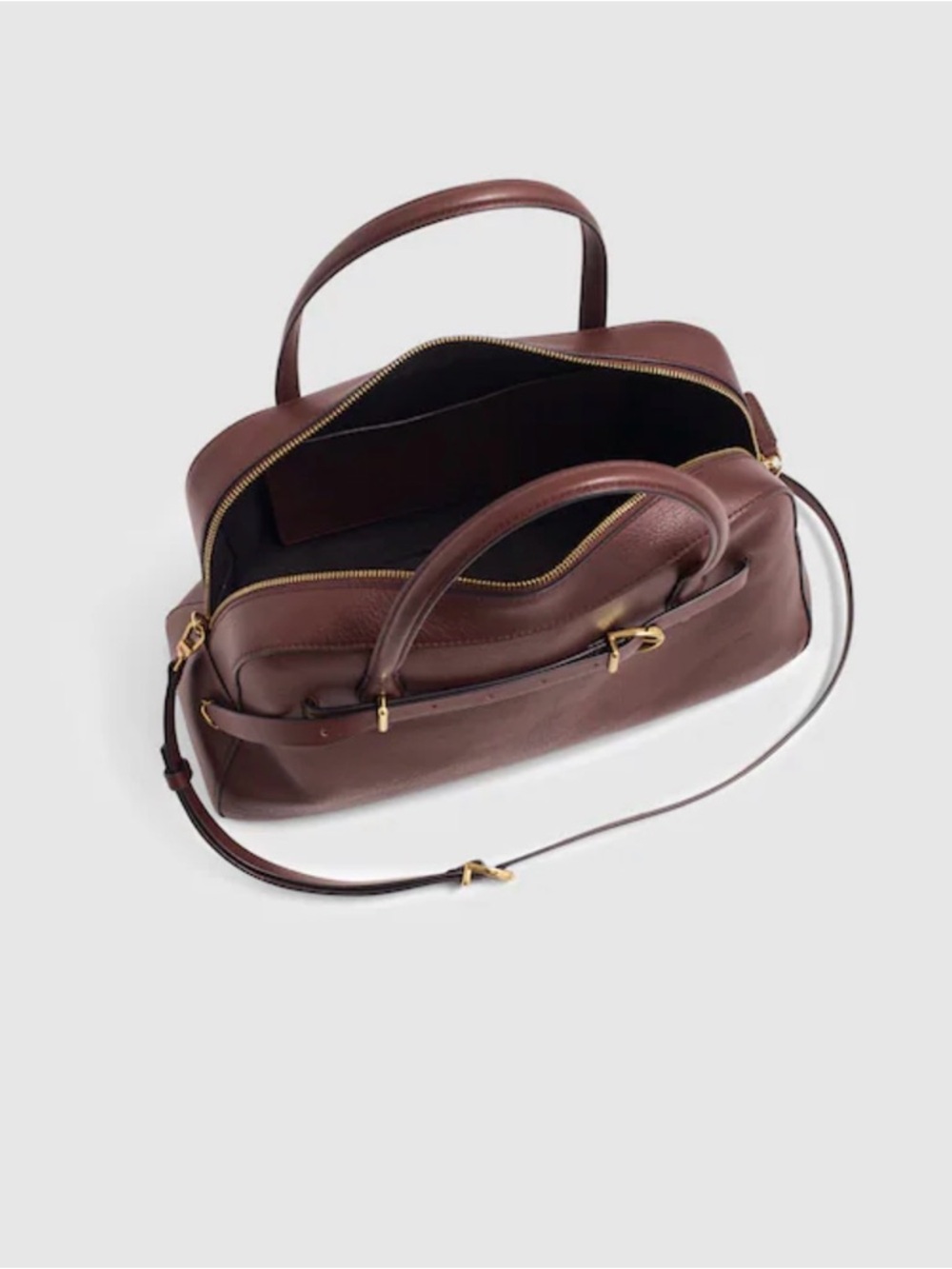 Madewell Large Rich Brown Leather Belted Satchel Tote Bag Quiet Luxury Style - Picture 5 of 5